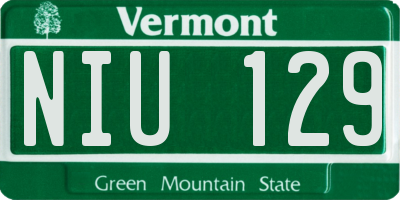 VT license plate NIU129