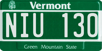VT license plate NIU130