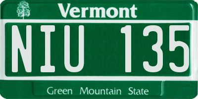 VT license plate NIU135