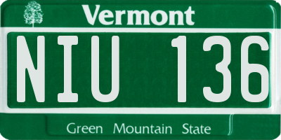 VT license plate NIU136