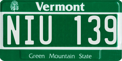 VT license plate NIU139
