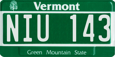 VT license plate NIU143