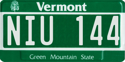 VT license plate NIU144