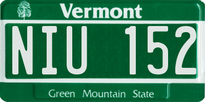 VT license plate NIU152