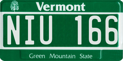 VT license plate NIU166