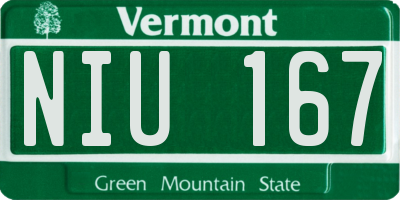 VT license plate NIU167
