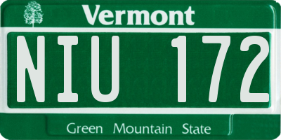 VT license plate NIU172