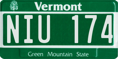 VT license plate NIU174