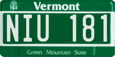 VT license plate NIU181