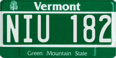 VT license plate NIU182