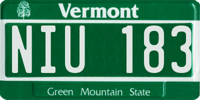 VT license plate NIU183