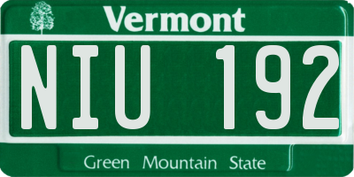 VT license plate NIU192