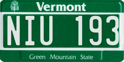 VT license plate NIU193