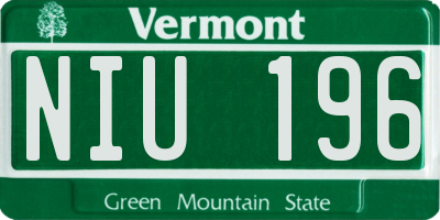 VT license plate NIU196