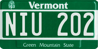 VT license plate NIU202