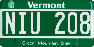 VT license plate NIU208