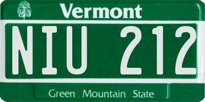 VT license plate NIU212