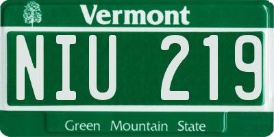 VT license plate NIU219