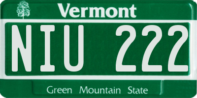 VT license plate NIU222