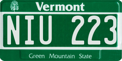 VT license plate NIU223