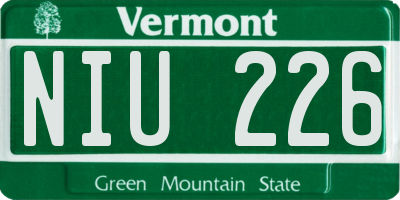 VT license plate NIU226