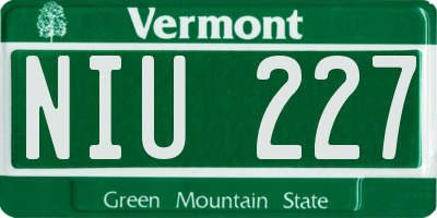 VT license plate NIU227