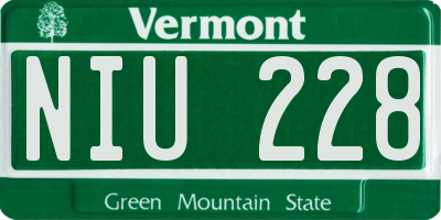 VT license plate NIU228