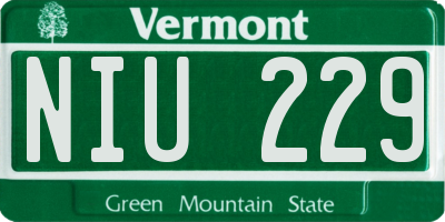 VT license plate NIU229