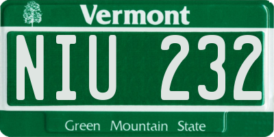 VT license plate NIU232