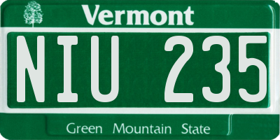 VT license plate NIU235