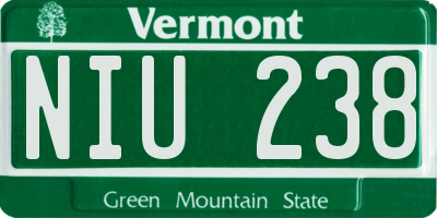 VT license plate NIU238