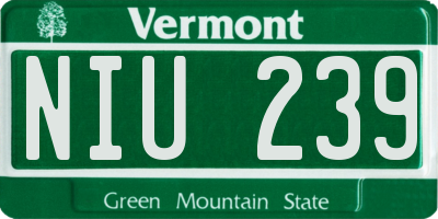 VT license plate NIU239