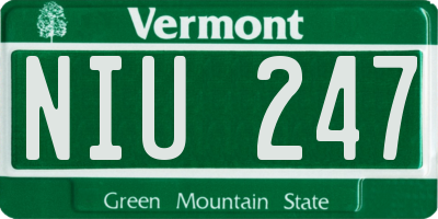 VT license plate NIU247