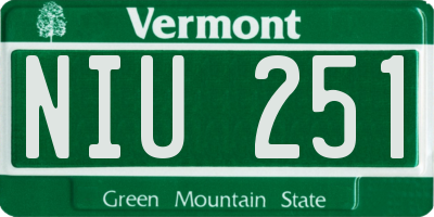 VT license plate NIU251