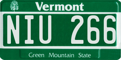 VT license plate NIU266