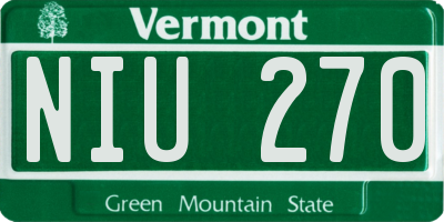 VT license plate NIU270