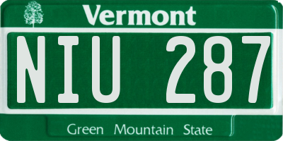 VT license plate NIU287