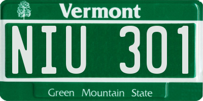 VT license plate NIU301