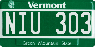 VT license plate NIU303