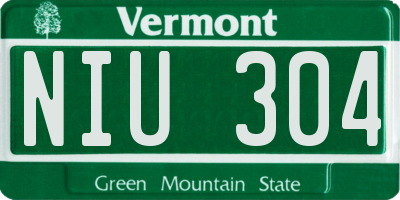 VT license plate NIU304