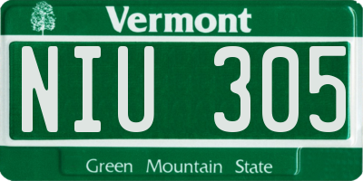 VT license plate NIU305