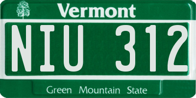 VT license plate NIU312