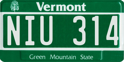 VT license plate NIU314