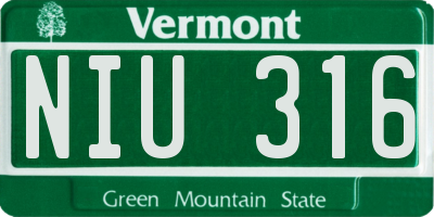 VT license plate NIU316