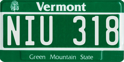 VT license plate NIU318