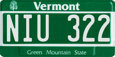 VT license plate NIU322