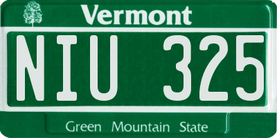 VT license plate NIU325