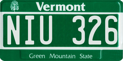 VT license plate NIU326