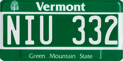 VT license plate NIU332