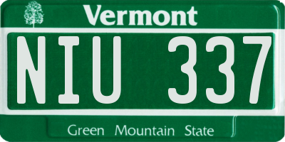 VT license plate NIU337